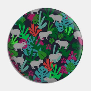 Cute Capybara Pattern on Tropical Leaves Pin