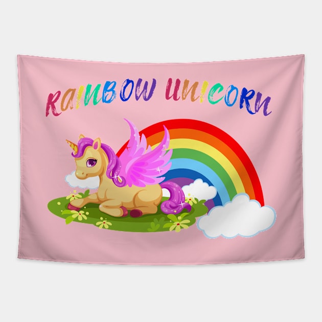 Rainbow Unicorn Lover Tapestry by JeffDesign