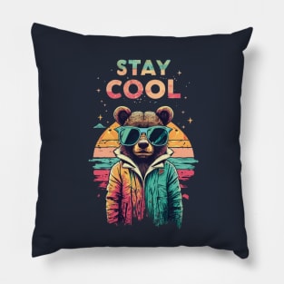 Stay Cool Vintage Graffiti Bear Pillow