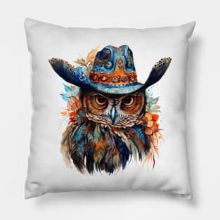 Watercolor Boho Owl #2 Pillow