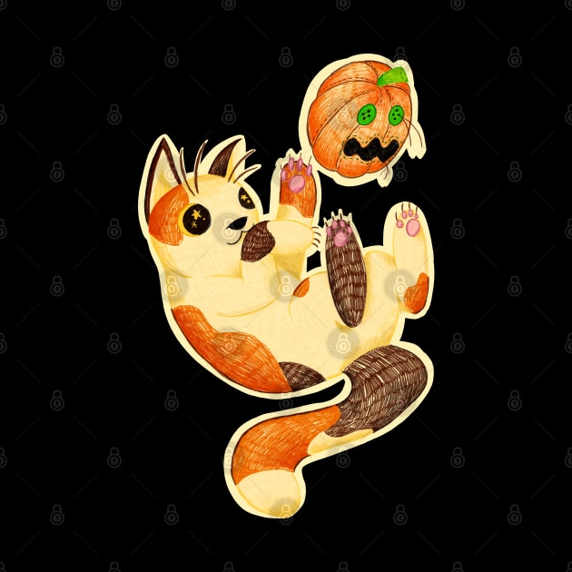Spooky Halloween Calico Kitty Cat by narwhalwall