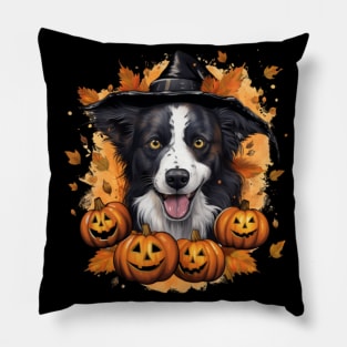 Border Collie Halloween Pillow