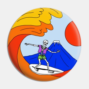 Skeleton Rides The Great Heatwave - survive the global warming Pin