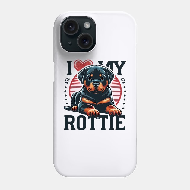 I Love My Rottie Rottweiler Puppy Cute Heart Design Phone Case by Battlefoxx Living Earth