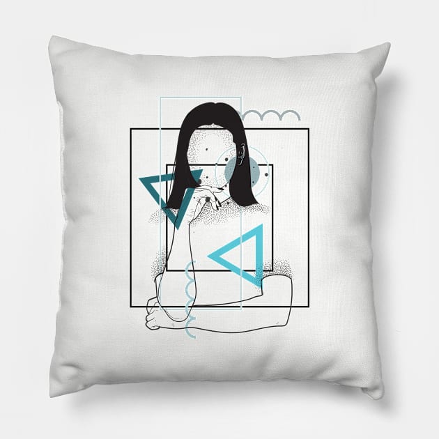 Thinking about You version 3 Pillow by Frajtgorski