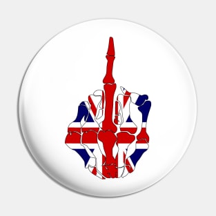 Skeleton Middle Finger United Kingdom Flag Pin