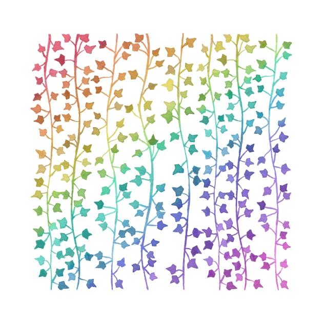 Watercolor Rainbow Pastel Vines Pattern by monitdesign