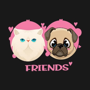 Friends Cat and Dog T-Shirt