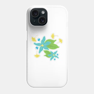 Blue Flower and Yellow Leaf Phone Case