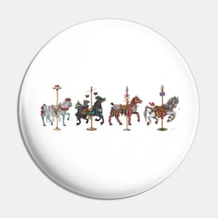 Four Carousel Horses of the Apocalypse Horizontal Pin