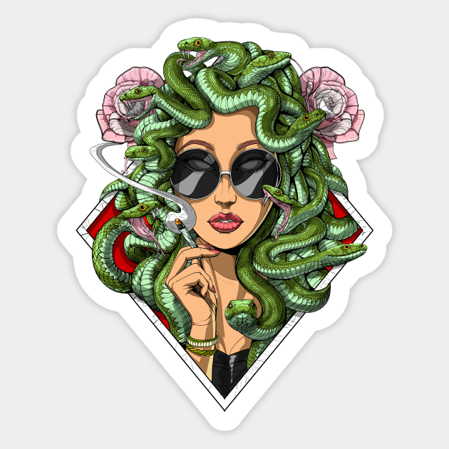 Medusa Hippie Stoner Medusa Weed Sticker Teepublic Instead of inhaling in dingy subterranean. medusa hippie stoner