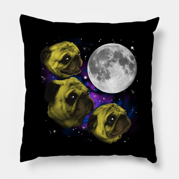 Three Pug Moon Pillow by blairjcampbell