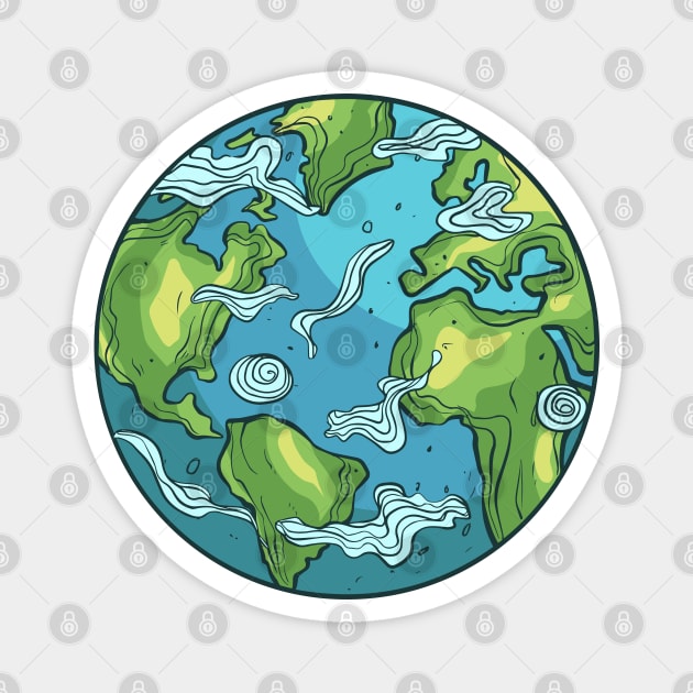 Earth Illustration Magnet by yudabento