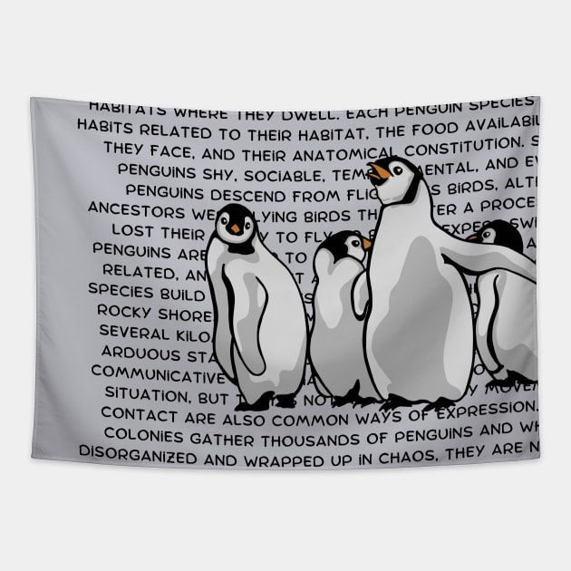 Penguin Facts Tapestry by Slightly Unhinged