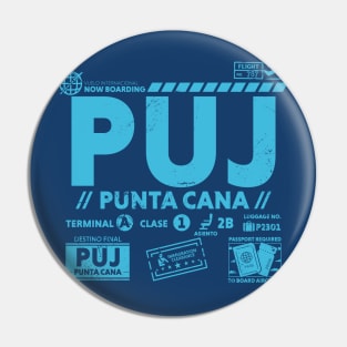 Vintage Punta Cana PUJ Airport Code Travel Day Retro Travel Tag Dominican Republic Pin