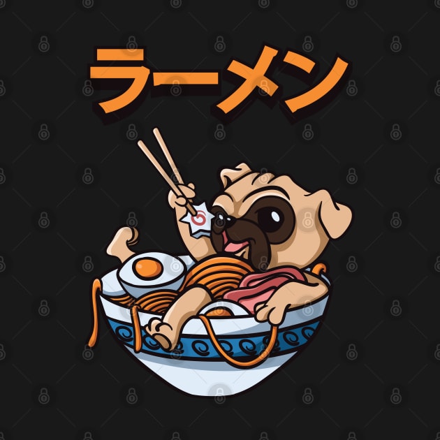 Pug Eating Ramen by Pixeldsigns