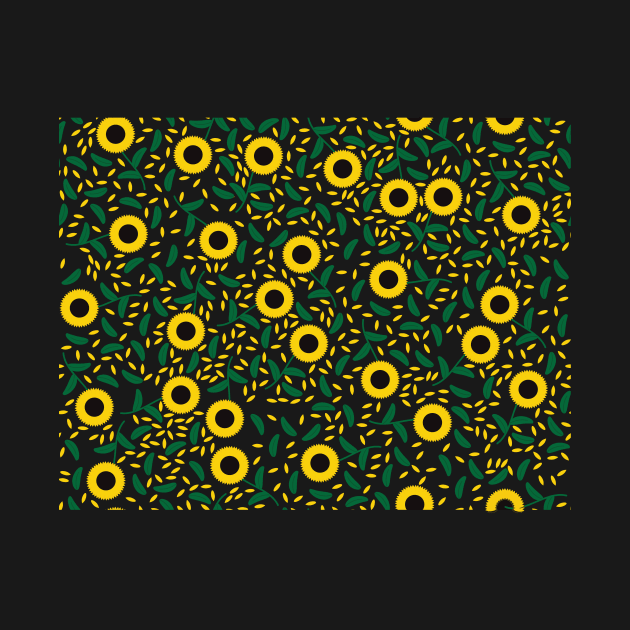 Sunflowers and leaves Seamless Pattern by sigdesign