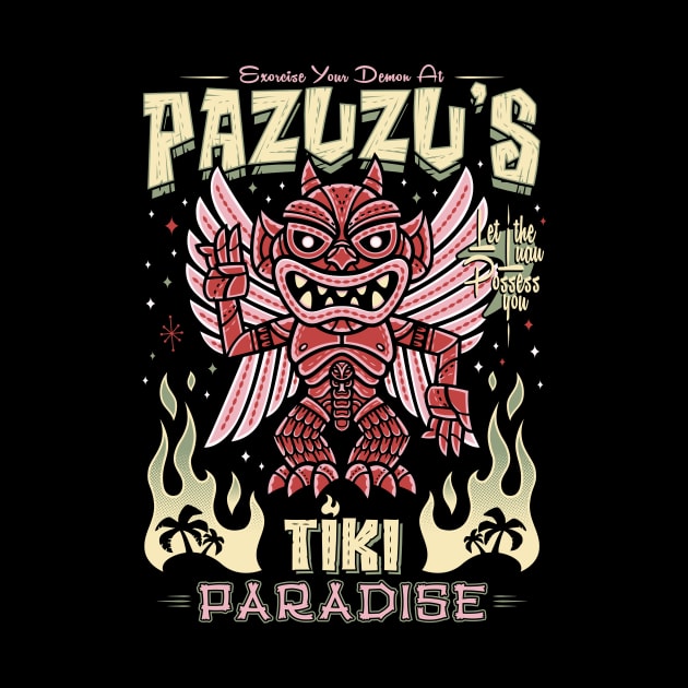 Pazuzu Tiki Bar - Creepy Cute Exorcist Demon - Hawaii Island Vacation by Nemons