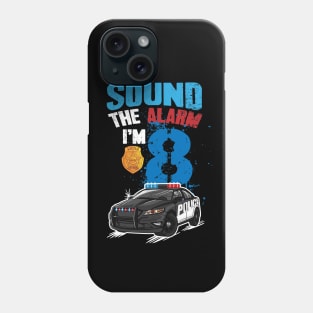 Kids Police Car 8th Birthday Gift Boy Sound The Alarm I'm 8 Phone Case