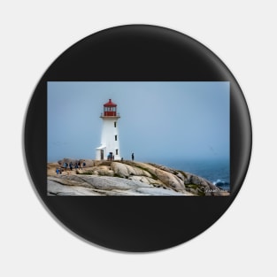 Peggys Cove Lighthouse on a Foggy Summer 's Day Pin