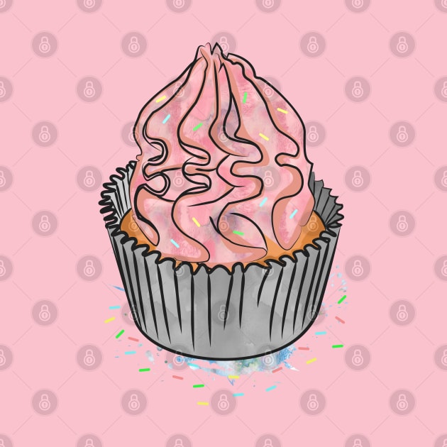 pink cupcakes watercolor by berwies