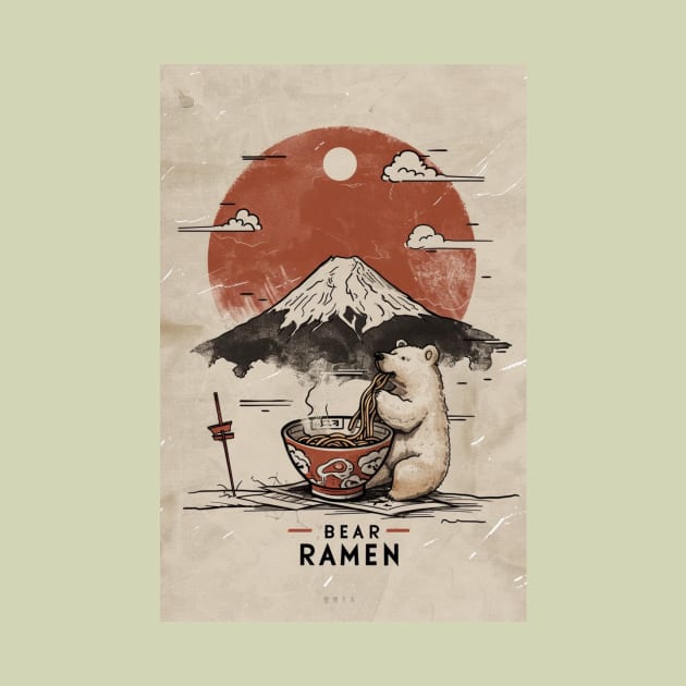 Kawaii Bear Ramen Adorable Bear Enjoying Ramen by Beni-Shoga-Ink