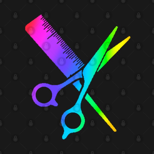 Rainbow Hairdressing Scissors And Comb by ROLLIE MC SCROLLIE