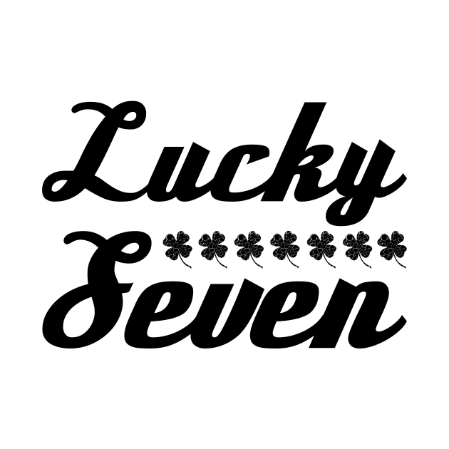 Lucky Seven Black Four Leaf Clover Design by HighBrowDesigns