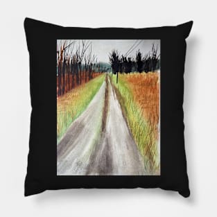 Country Landscape Watercolor Pillow