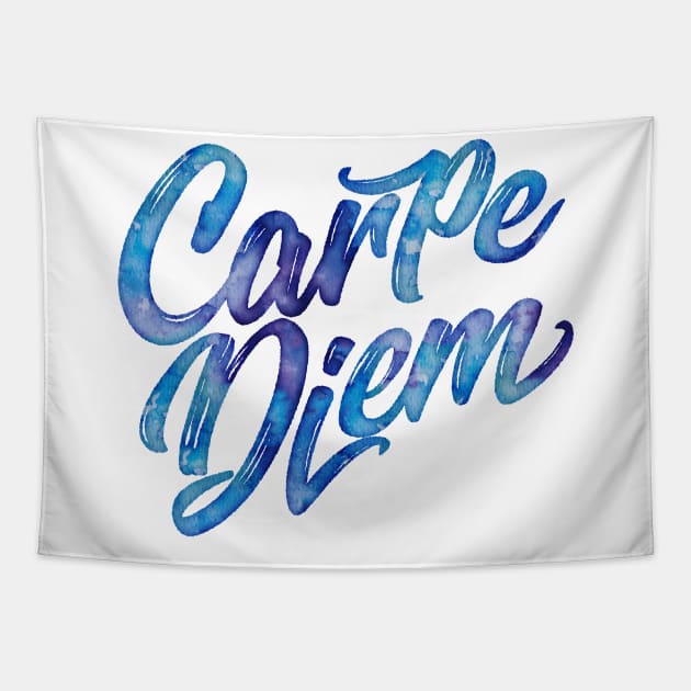 Carpe Diem Watercolor Tapestry by FillSwitch