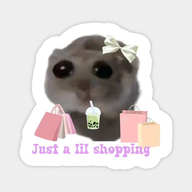 Sad hamster Just a lil shopping Magnet by suzanoverart