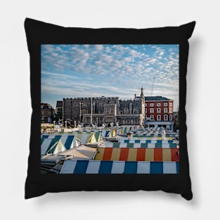 A view across the outdoor market in the city of Norwich Pillow