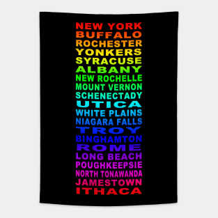 Rainbow New York Cities Bus Roll Tapestry