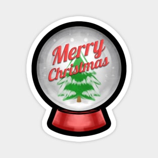 Christmas Tree Snow Globe Merry Christmas Magnet