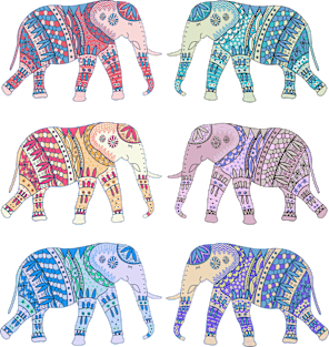 Colorful Elephants Art Print Magnet