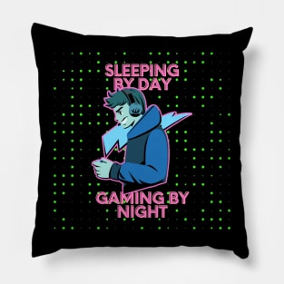 Sleeping By Day Gaming By Night Pillow