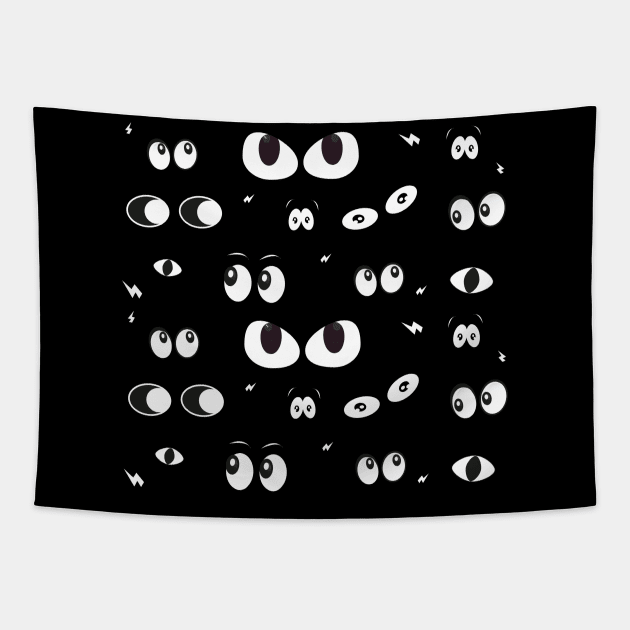 Glowing in the dark spooky eyes Halloween design III Tapestry by GULSENGUNEL