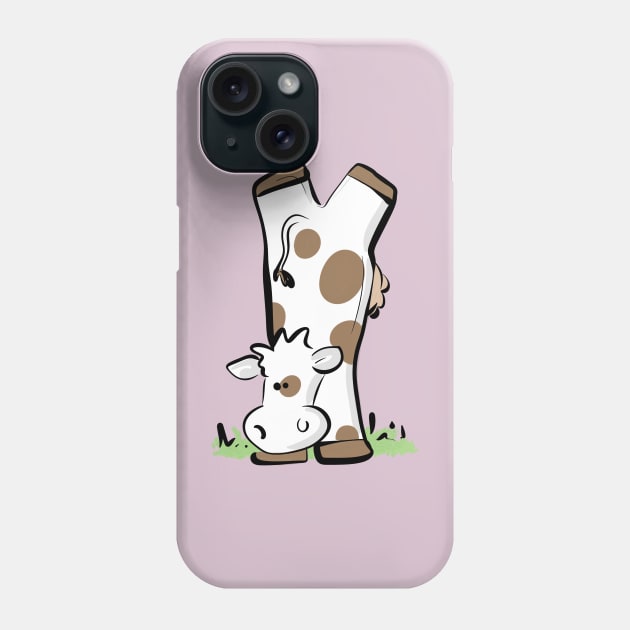 Cow handstand Phone Case by Jason's Doodles