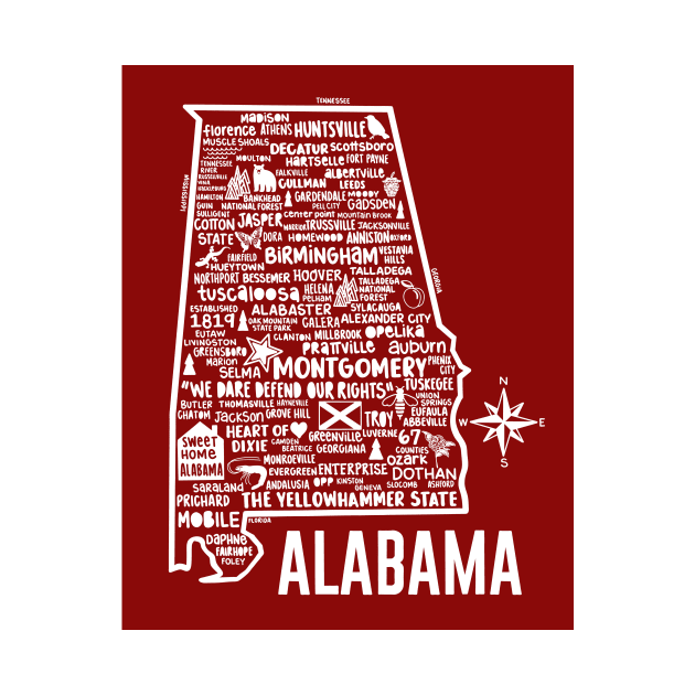 Alabama Map by Whereabouts Shop