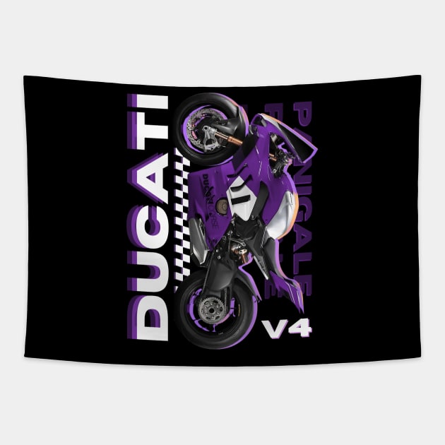 Purple Ducati Panigale Tapestry by RyuSanz