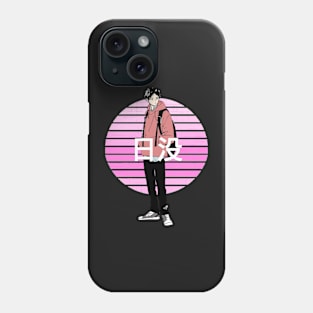 Pink Retro Sun Anime Boy Phone Case