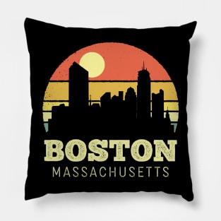 Boston Massachusetts Vintage Sunset Pillow