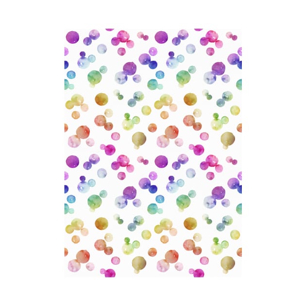 Small Rainbow Bright Pastel Watercolor Drops and Bubbles by podartist