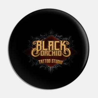 Black orchid tattoo logo Pin