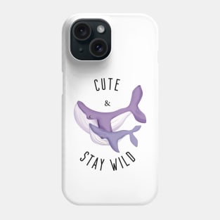 Cute and Stay Wild Light Purple Whale with the Baby for Light Background Phone Case