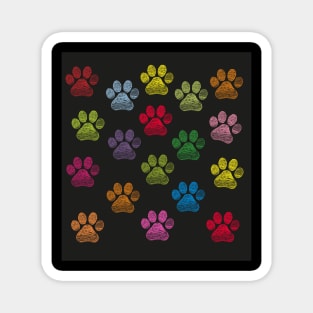 Cute doodle hand drawn colorful paw prints Magnet