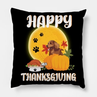 Chesapeake Bay Retriever Seeing Turkey Dish Happy Halloween Thanksgiving Merry Christmas Day Pillow