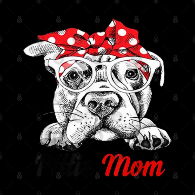 Pittie Mom With Red Bandana Headband Dog Mom Mothers Day by elmiragokoryan