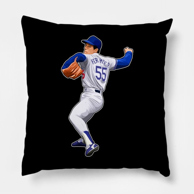 Orel Hershiser #55 Power Legend Pitches Pillow by RunAndGow