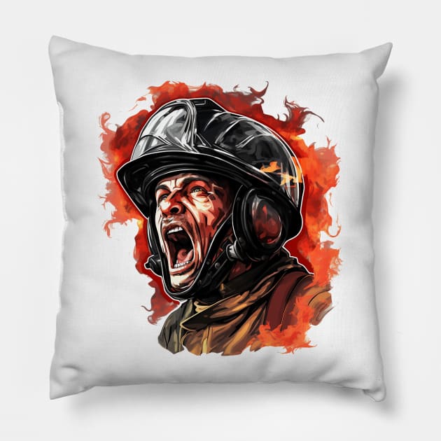 fire fighter design Pillow by Printashopus